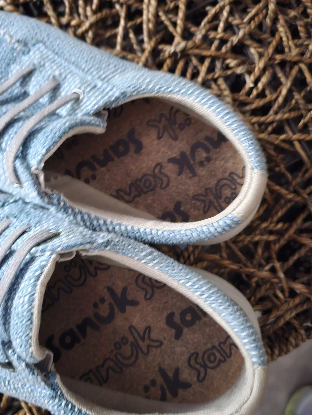 Sanuk Sky Blue Knit Slip-On Mason loafers